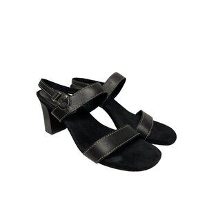 Aerosoles Howdy Skies Black Sandal Heel Strap Leather Women's 10